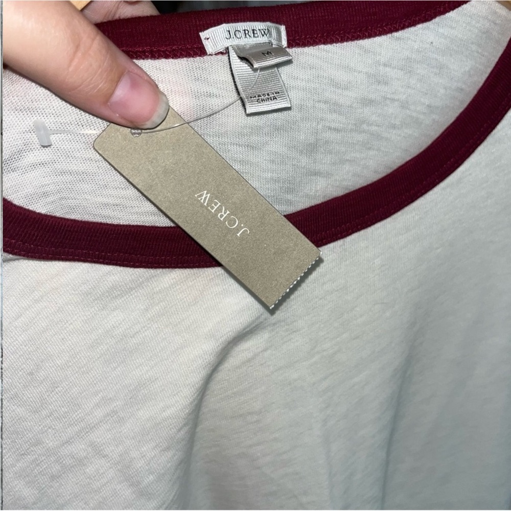 NWT J. Crew Colorblock Pink Cream Magenta Slub Cotton Sweatshirt - Picture 6 of 6